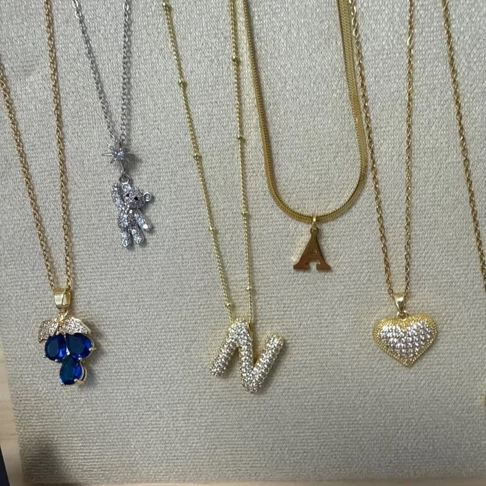 N Gold Initial Crystal Necklace - Picture 8 of 8